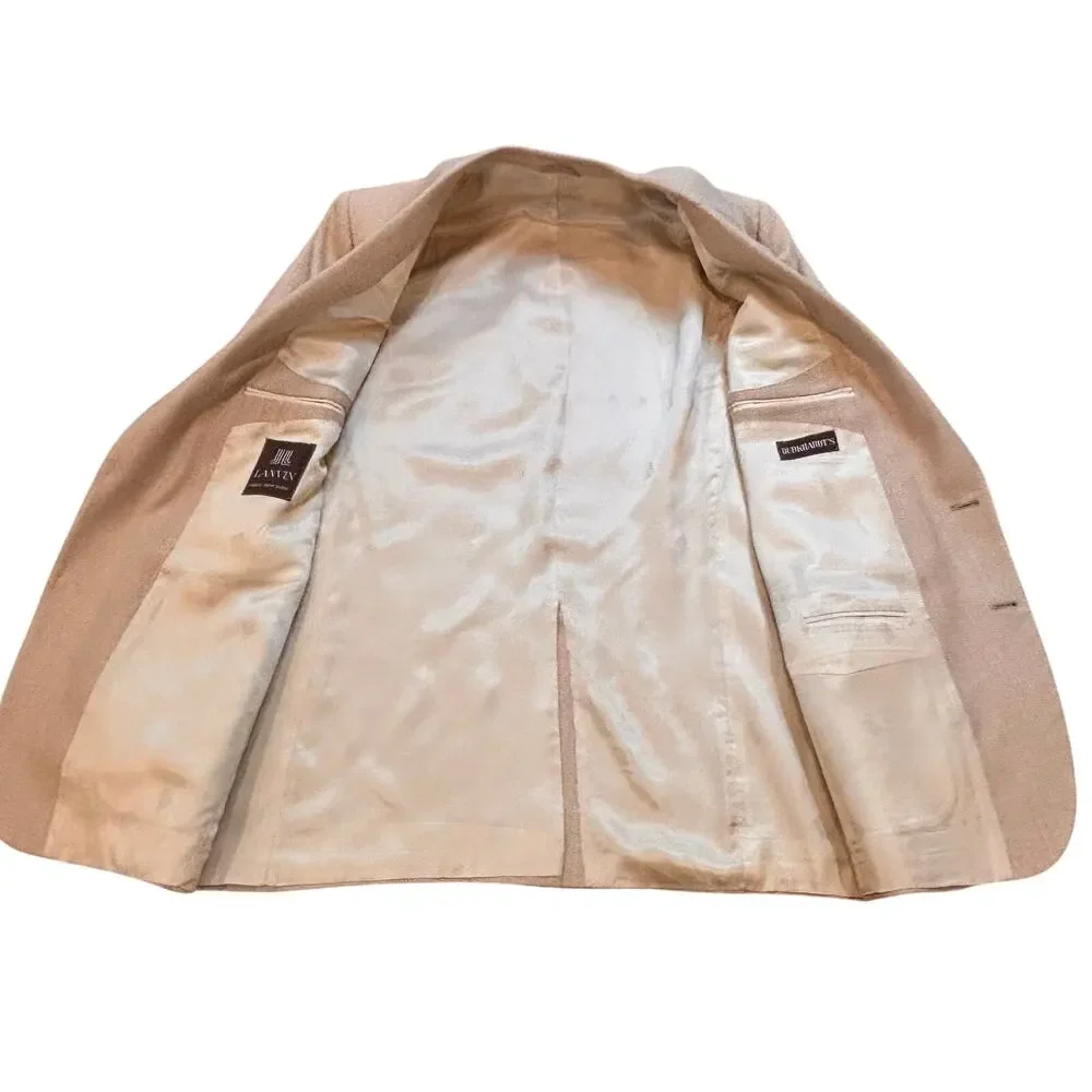 Lanvin Paris New York Vintage 80s Light Tan Textured Linen Blazer 42R*